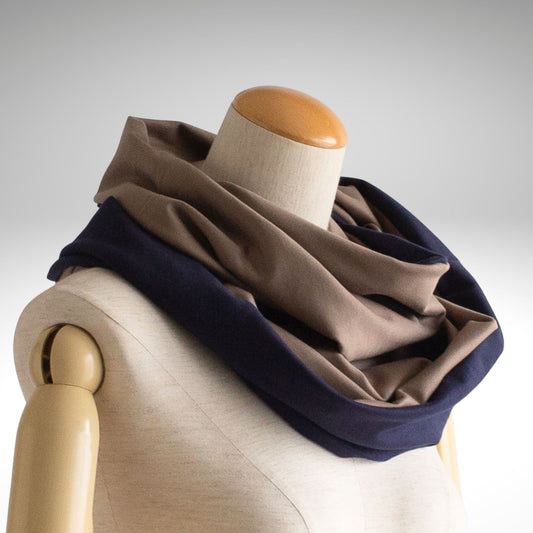Dark Blue & Mocha Two-Tone Twist Sweatshirt Snood