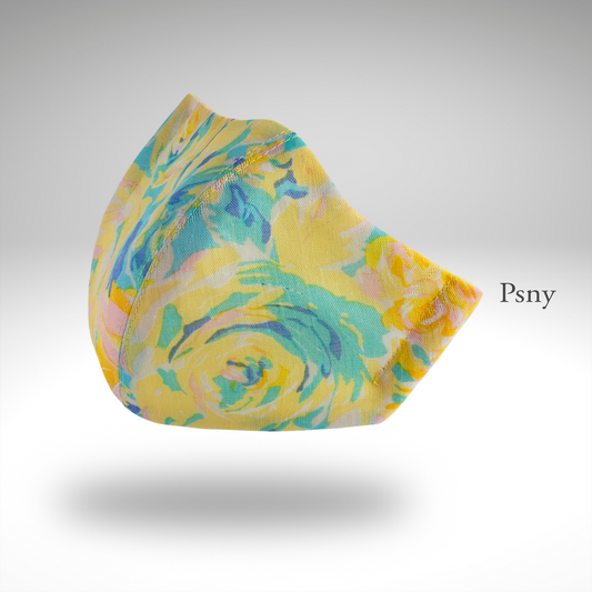 PSNY 提花亞麻植物黃色 3D 成人口罩帶無紡布濾芯 JL11