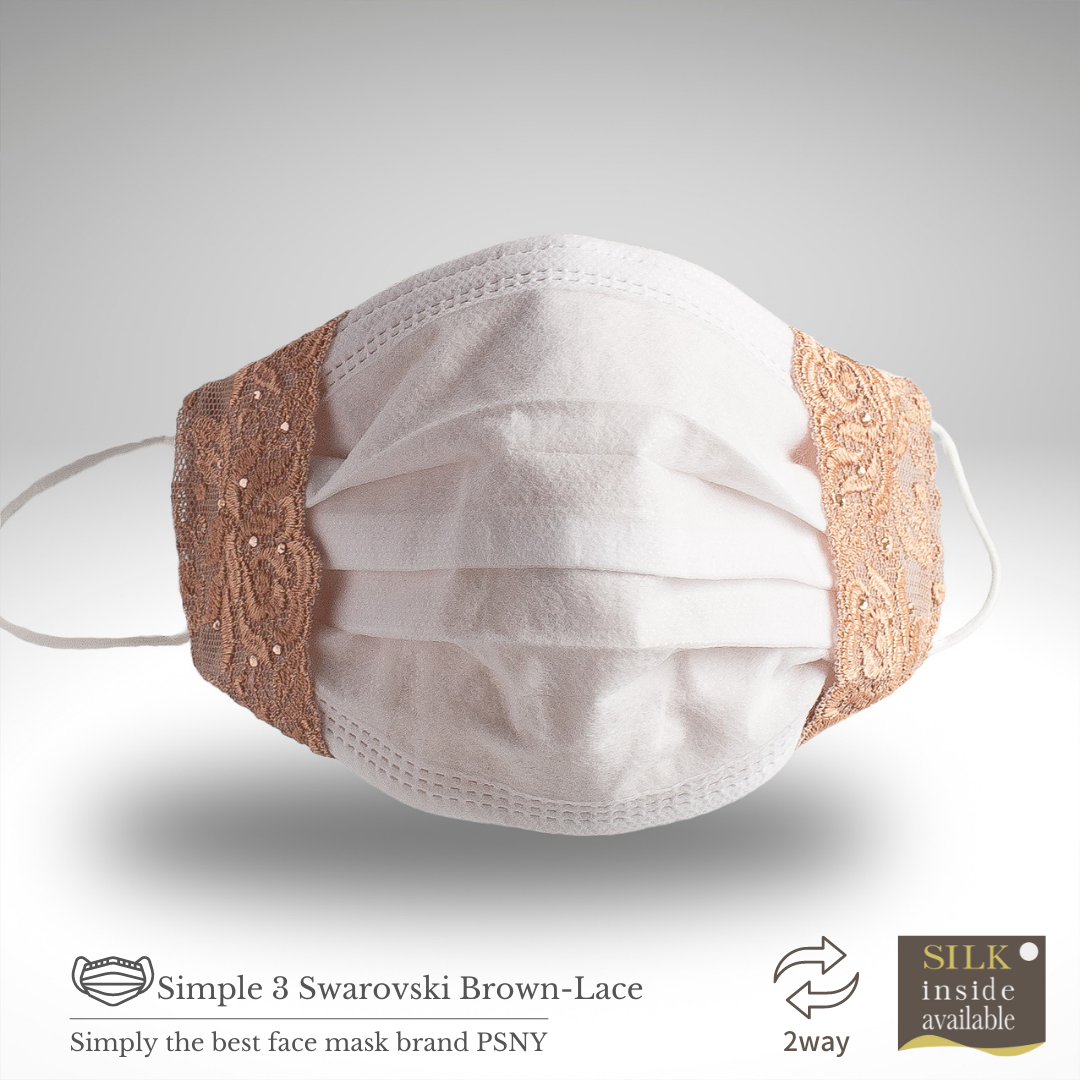 PSNY 2way Swarovski Brown Lace & Beige Mask Cover 2W03