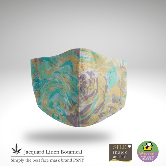 PSNY 提花亞麻植物 3D 成人口罩帶無紡布過濾 JL09