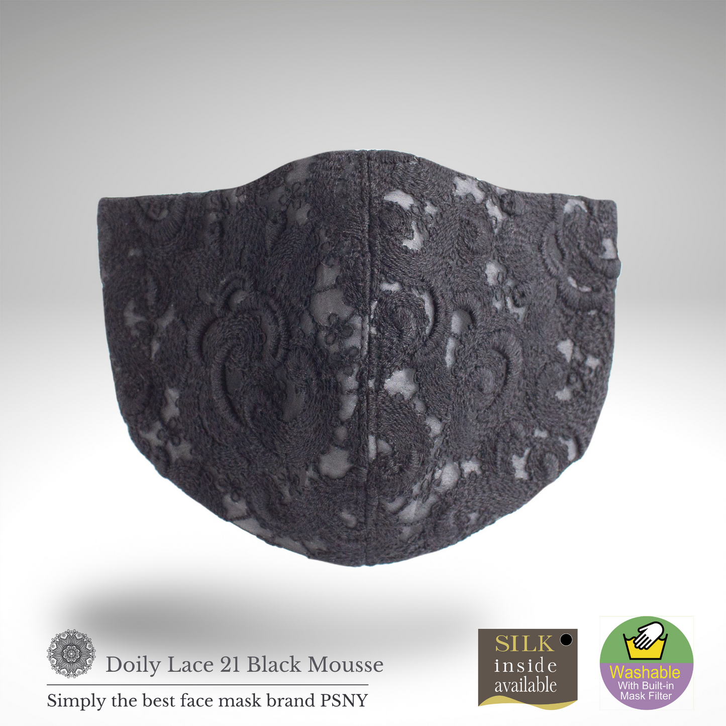 PSNY Doily 蕾絲黑色慕斯面膜帶濾鏡 LD21