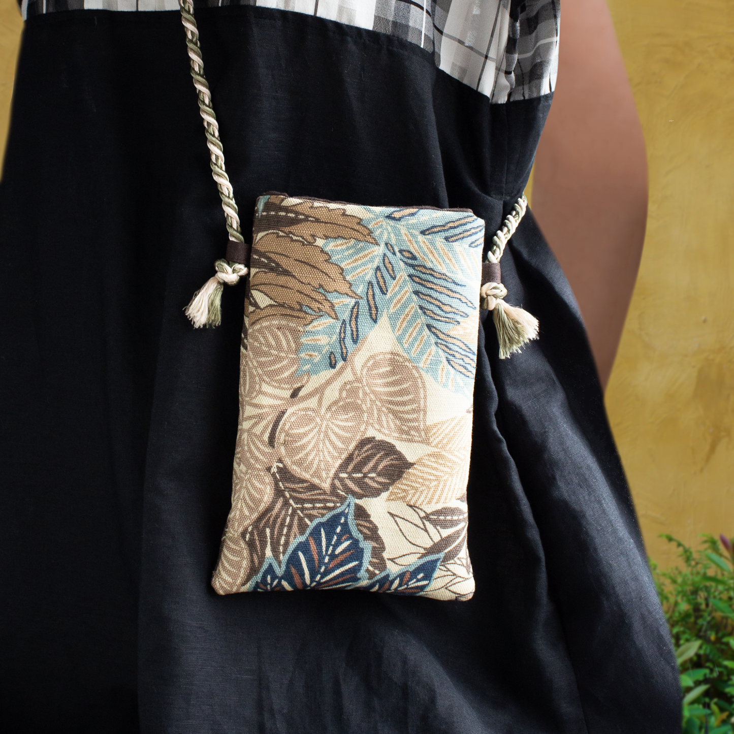 PSNY 植物棕色智能手機 Pochette Sacoche Mini 智能手機單肩包 BG23