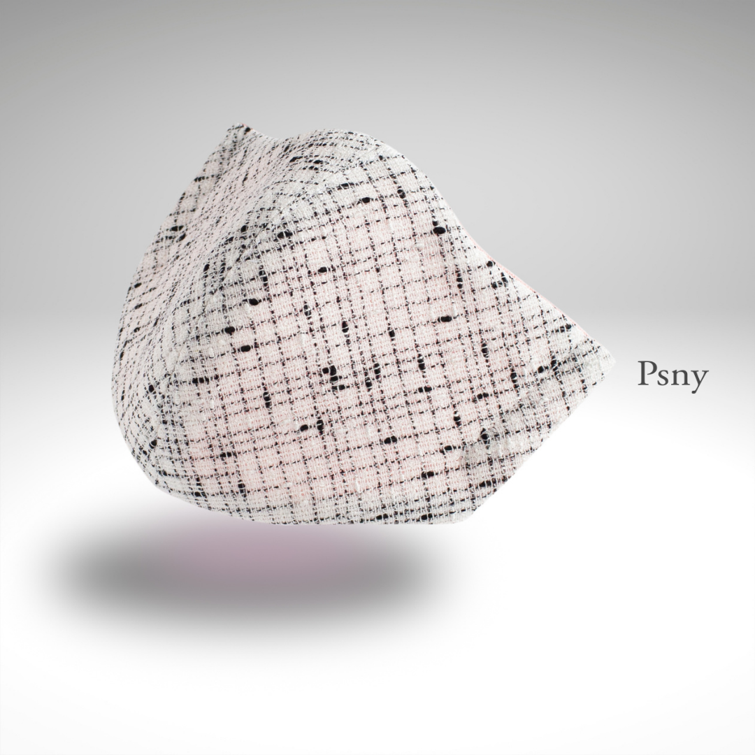 Summer tweed white check cotton mask CK04