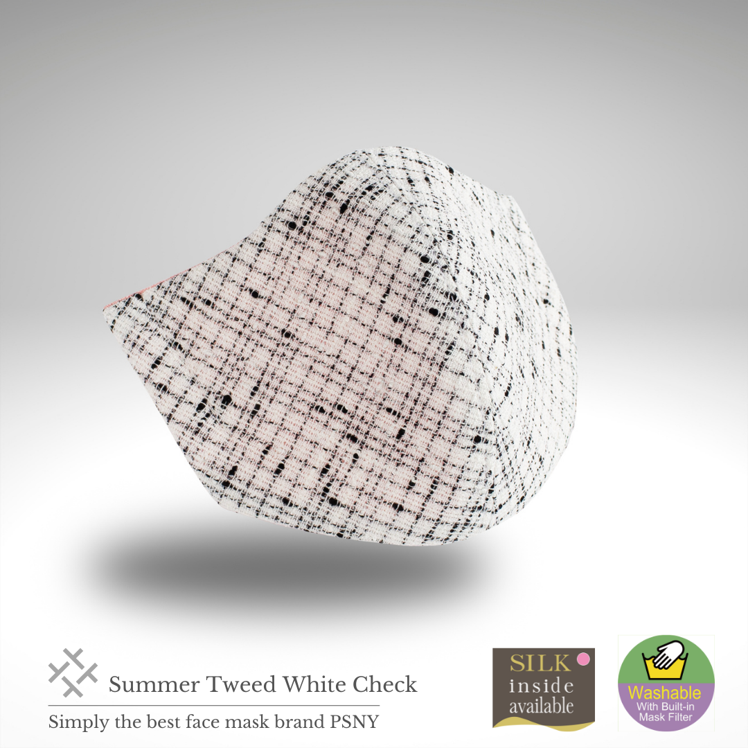 Summer tweed white check cotton mask CK04