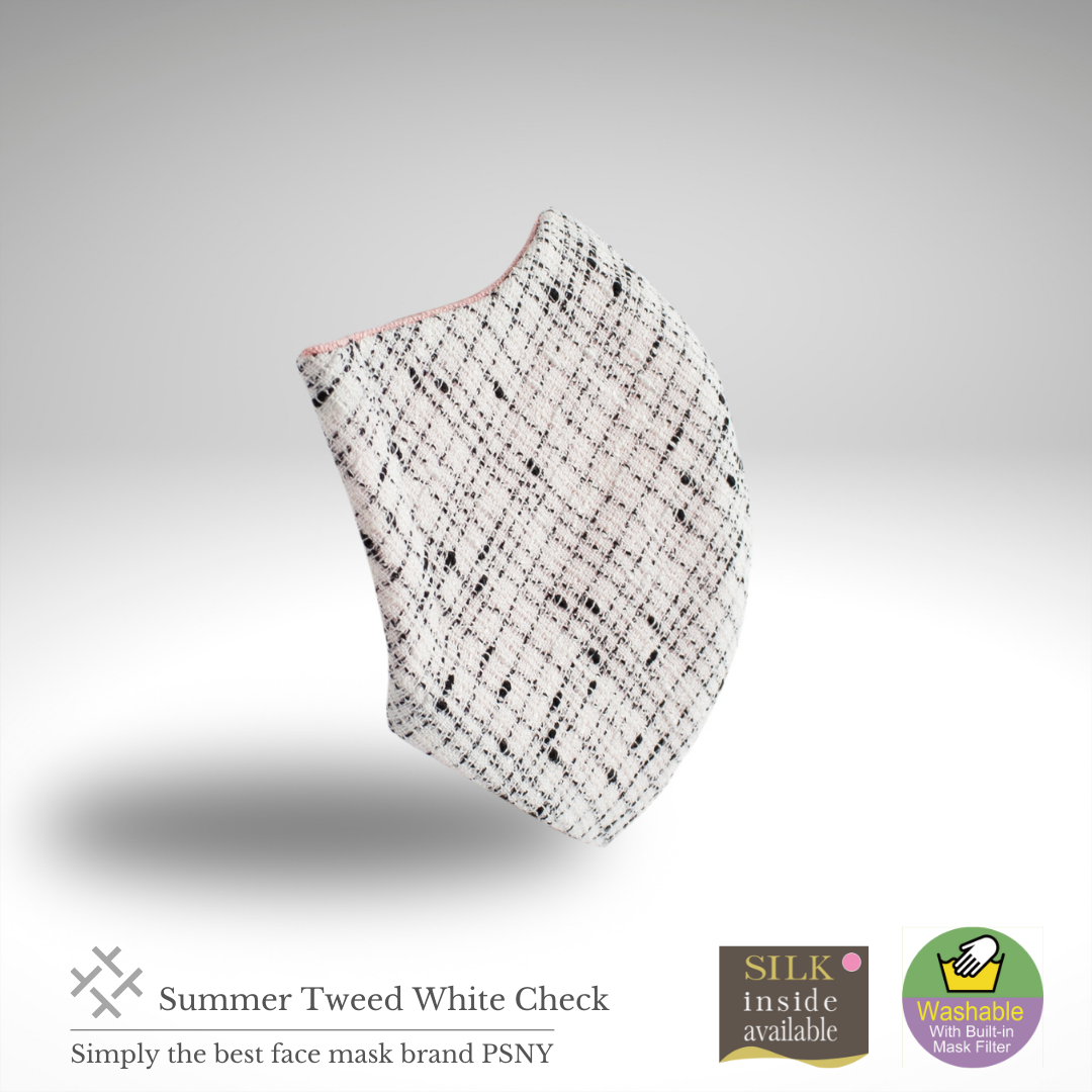 Summer tweed white check cotton mask CK04