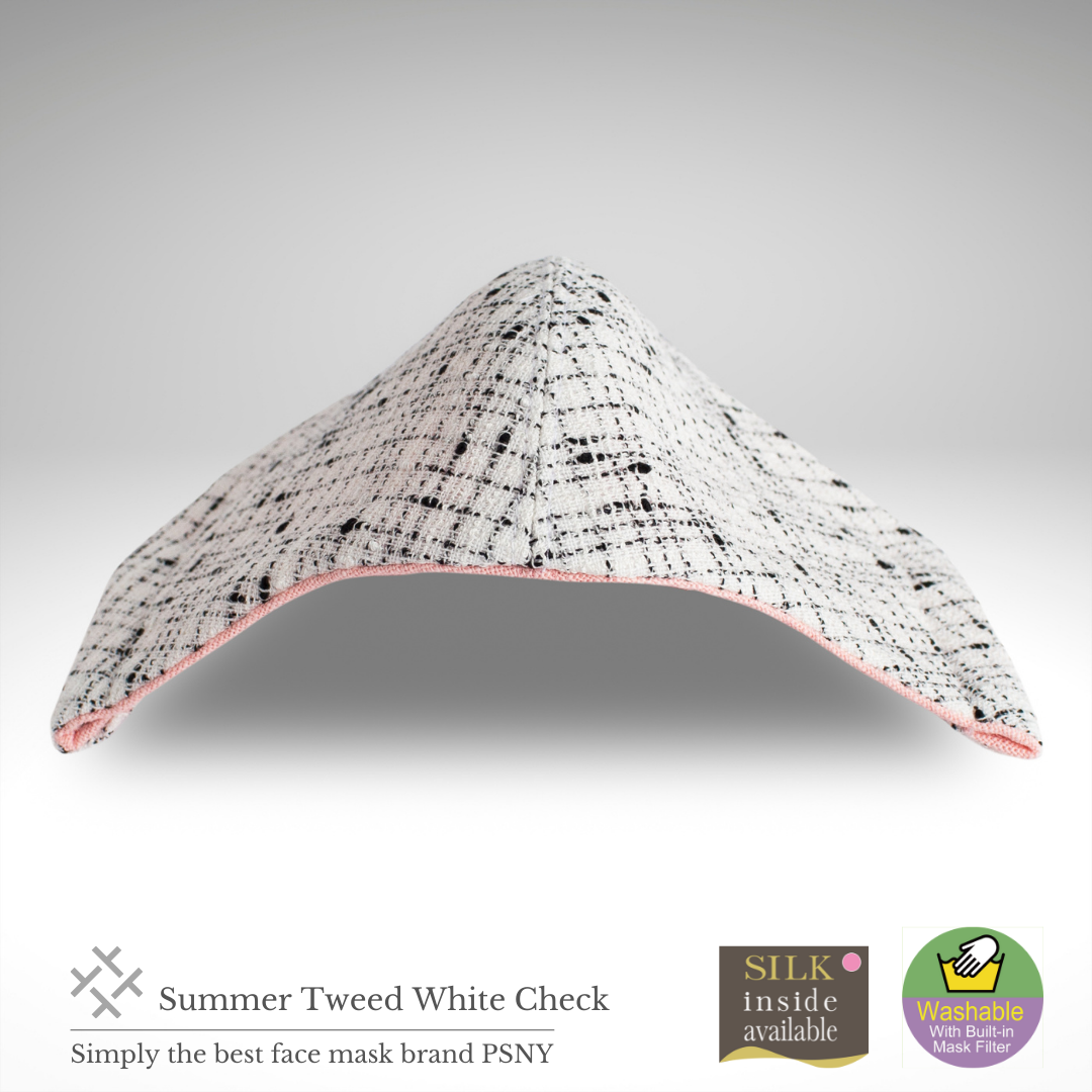 Summer tweed white check cotton mask CK04
