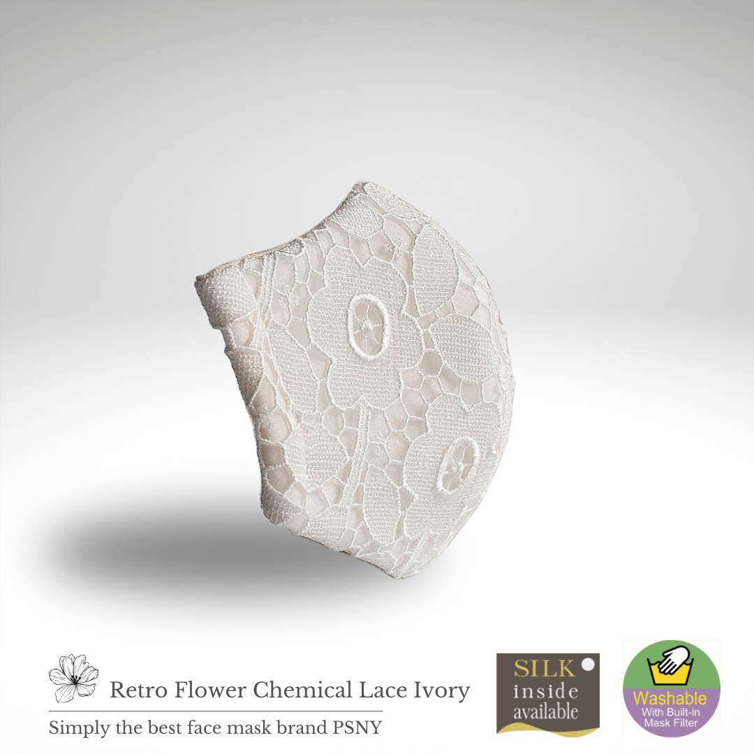 PSNY 復古花卉化學蕾絲象牙色過濾面膜 FR19