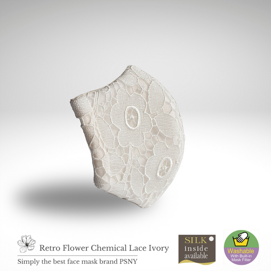 PSNY 復古花卉化學蕾絲象牙色過濾面膜 FR19