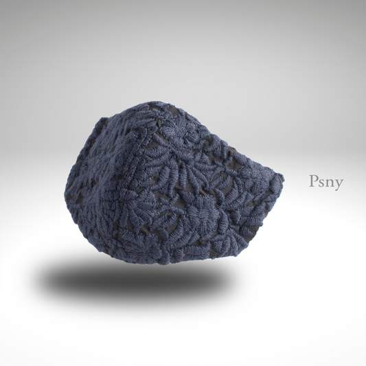 PSNY Fluffy,深藍色,黑色,塔夫綢羊毛刺繡面具 GG03