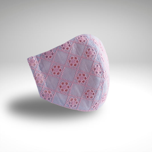 Ballade Fleury, Pink, Blue 2 蕾絲麵膜 無紡布濾芯 內裡,棉,麻,絲可選 親耳式面膜繩結構 精美奢華立體時尚面膜 LB10
