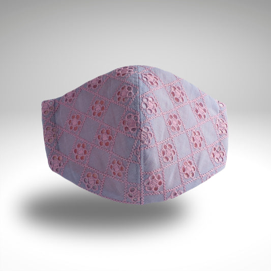 Ballade Fleury, Pink, Blue 2 蕾絲麵膜 無紡布濾芯 內裡,棉,麻,絲可選 親耳式面膜繩結構 精美奢華立體時尚面膜 LB10