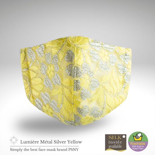 PSNY 美麗閃亮金屬蕾絲銀黃色過濾面具婚禮面具派對 LM15