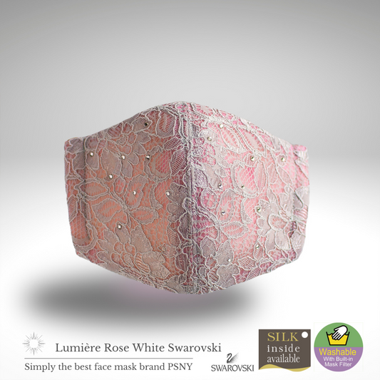 蕾絲玫瑰和白色新娘婚禮面具 3D 成人面具金屬 LM2s 與施華洛世奇