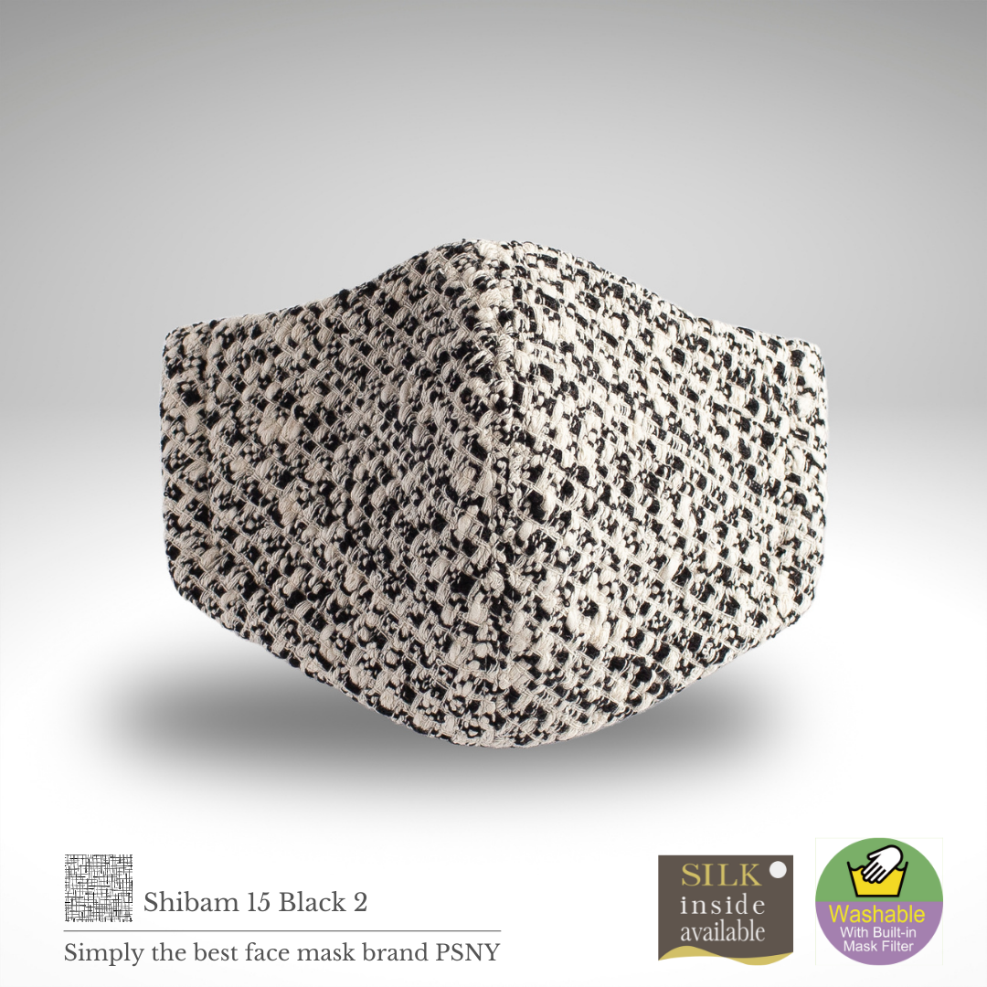 PSNY Tweed Shibam 15 Black 2 Mask with Non-Woven Filter 3D成人Tweed Mask SB15