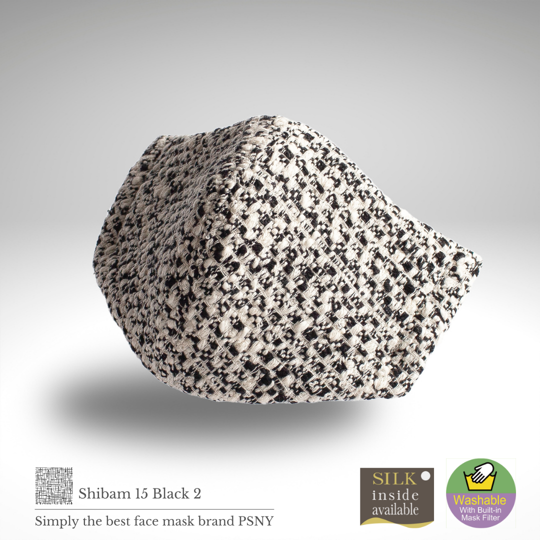 PSNY Tweed Shibam 15 Black 2 Mask with Non-Woven Filter 3D成人Tweed Mask SB15