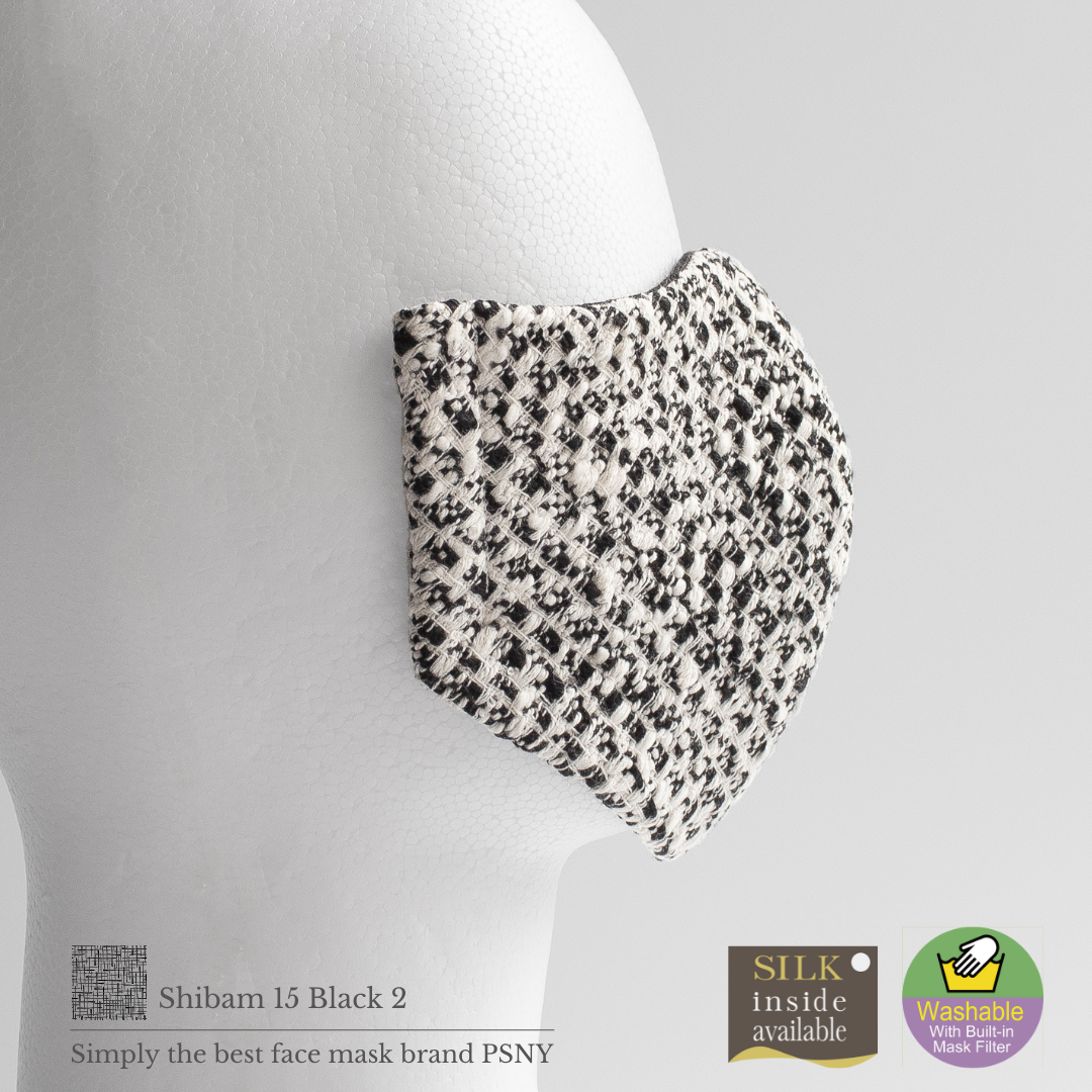 PSNY Tweed Shibam 15 Black 2 Mask with Non-Woven Filter 3D成人Tweed Mask SB15