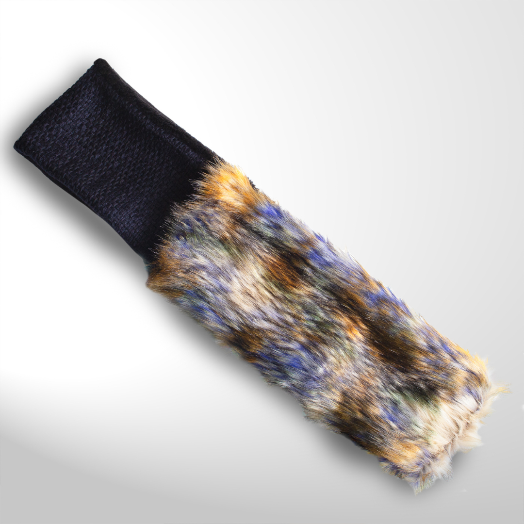 PSNY Blue Mix Eco Fur & Dark Blue Jacquard and Black Cashmere Snood 人造毛皮 SD22