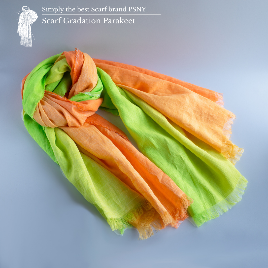 手捲亞麻 Yoryu Gradation・Parakeet・Large Scarf Omi Chijimi 手染長圍巾 SG02
