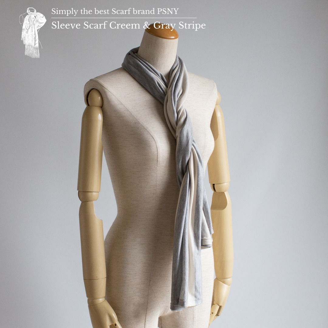 Sleeve Stole Cream & Grey Stripes Soft & Soft 材料肩帶袖斗篷 SS01