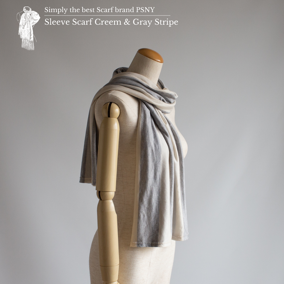 Sleeve Stole Cream & Grey Stripes Soft & Soft 材料肩帶袖斗篷 SS01
