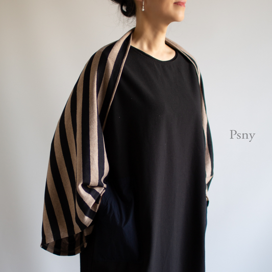 PSNY Summer cooling measures shoulder only 披肩 黑色 & 米色條紋披肩 SS03