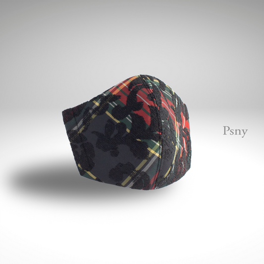 PSNY Beautiful mask with brushed embridge of black roses floating on tartan check 3D adult rose adult skin silk selectable with tartan black filter beautiful 時尚面膜免運費 TC02