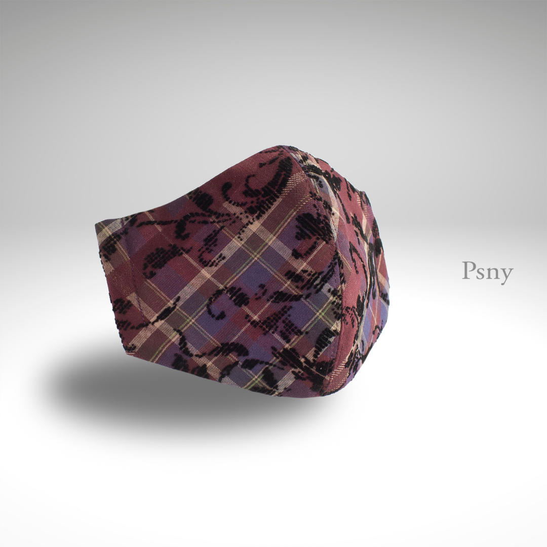 PSNY Tartan Check Bordeaux Lace Mask TC04