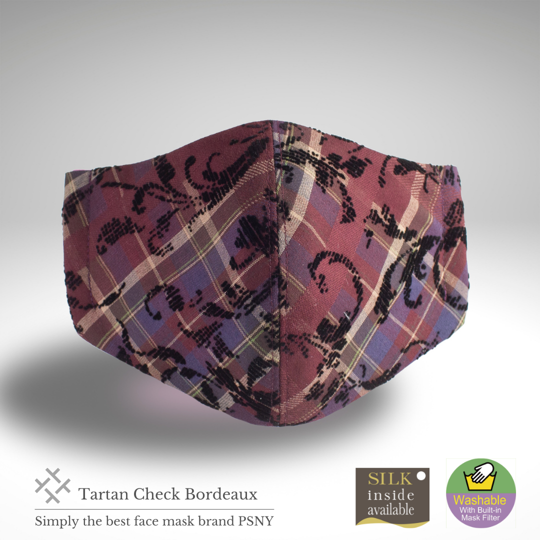 PSNY Tartan Check Bordeaux Lace Mask TC04