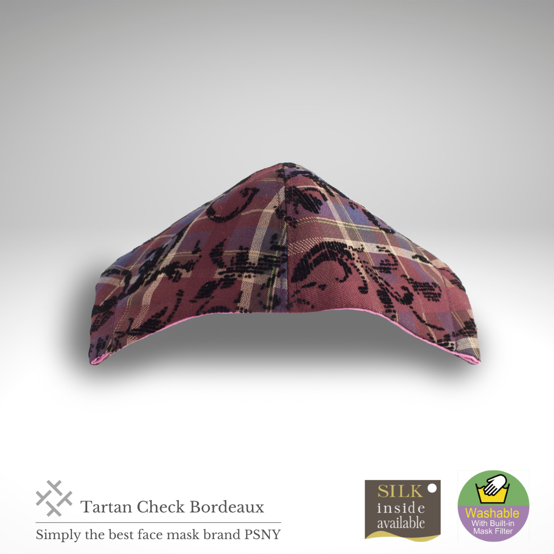 PSNY Tartan Check Bordeaux Lace Mask TC04