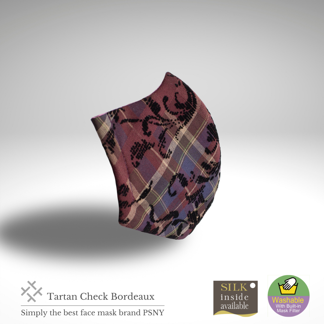 PSNY Tartan Check Bordeaux Lace Mask TC04