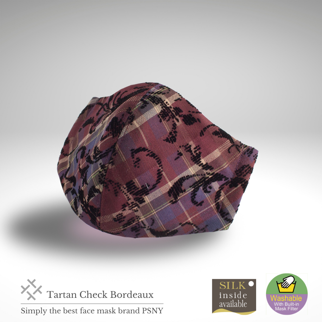PSNY Tartan Check Bordeaux Lace Mask TC04