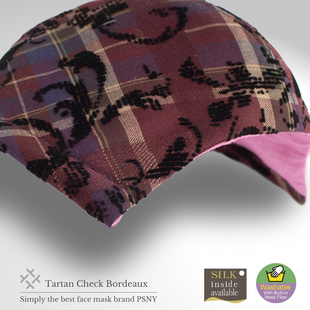 PSNY Tartan Check Bordeaux Lace Mask TC04