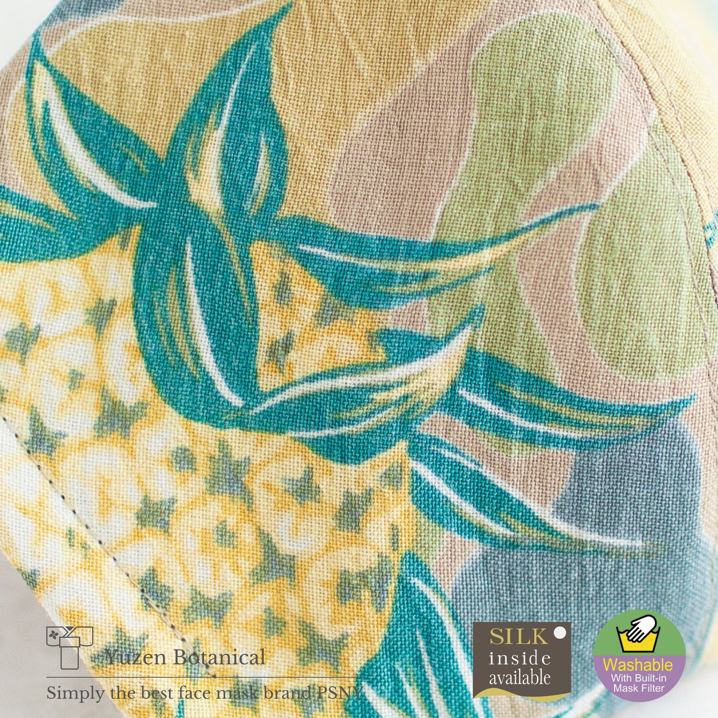 PSNY Yuzen-dyed linen botanical mask YR04