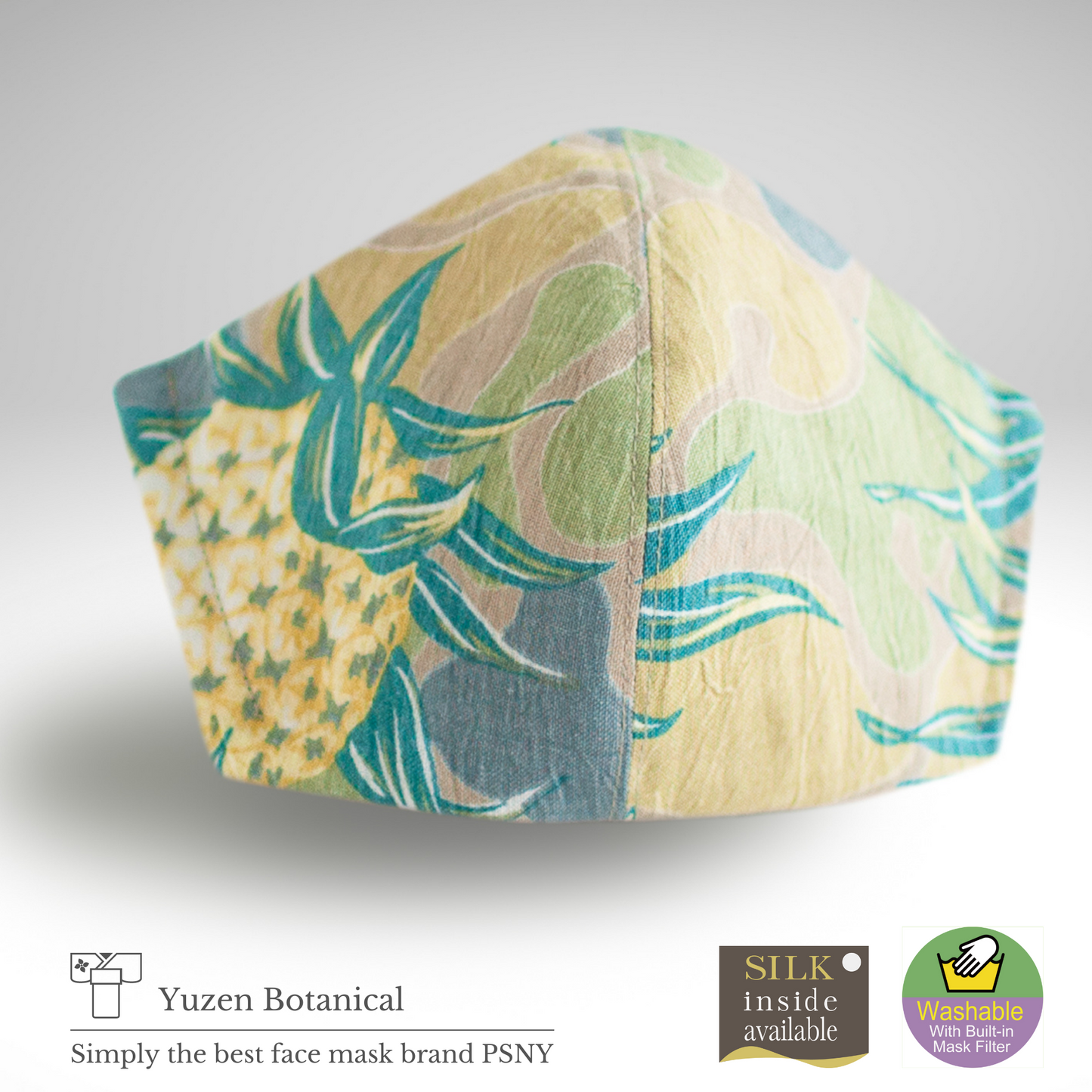 PSNY Yuzen-dyed linen botanical mask YR04