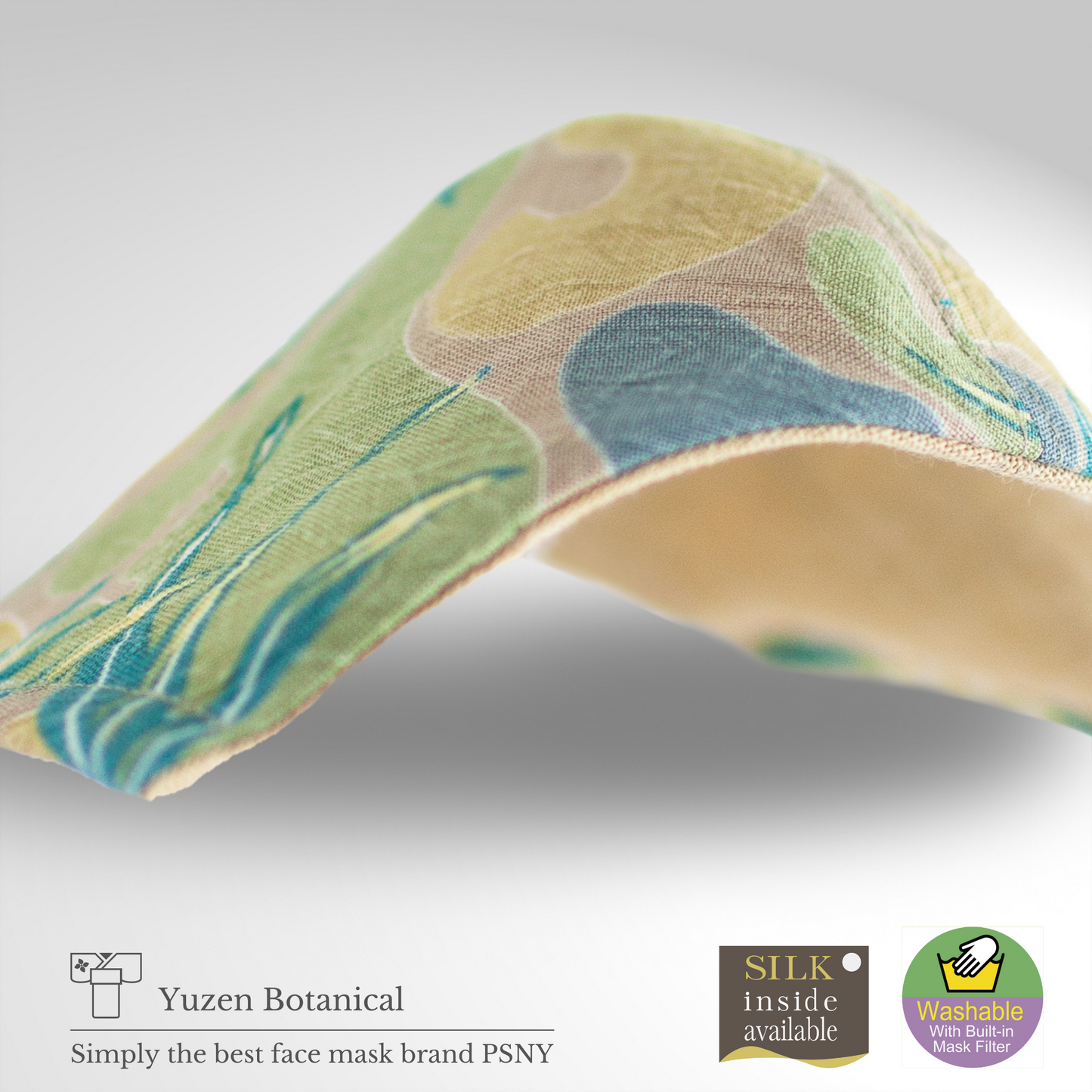 PSNY Yuzen-dyed linen botanical mask YR04