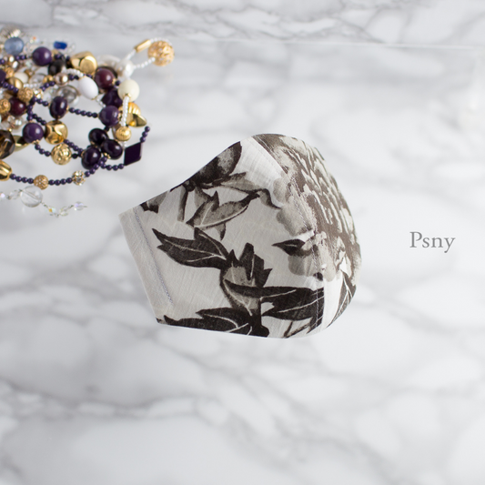 PSNY Yuzen/Button 2/Peony/Linen/Mask Omi Chijimi 麻 無紡布過濾器 手揉麻 Yoryu 皮膚表面/絲綢可選 面膜 自然美 美麗的日本服裝 日本服裝 奢華原始材料 -YR09