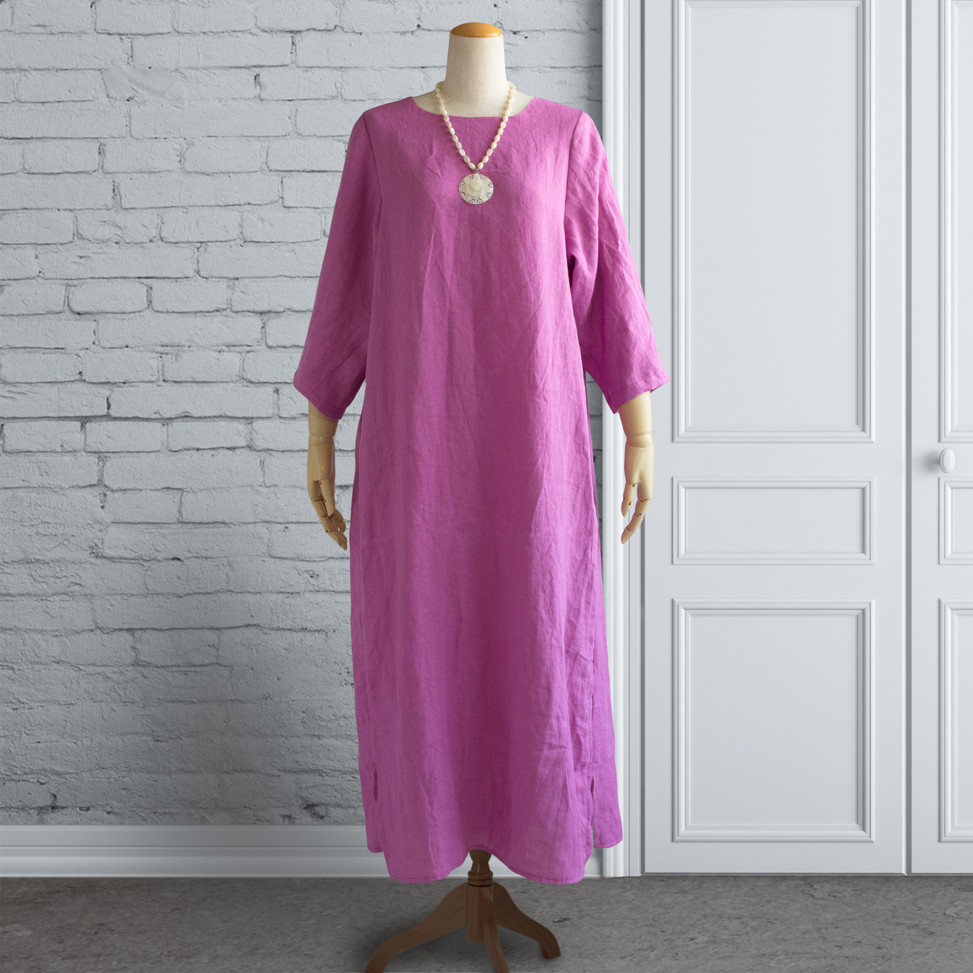 PSNY Linen Purple Back Tuck Dress – ピースニー オンラインストア