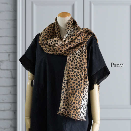 PSNY Hand-rolled Linen Yoryu Yuzen-dyed Dalmatian Pattern Half-size Linen Stole Omi Chijimi Hand-dyed Scarf SG08