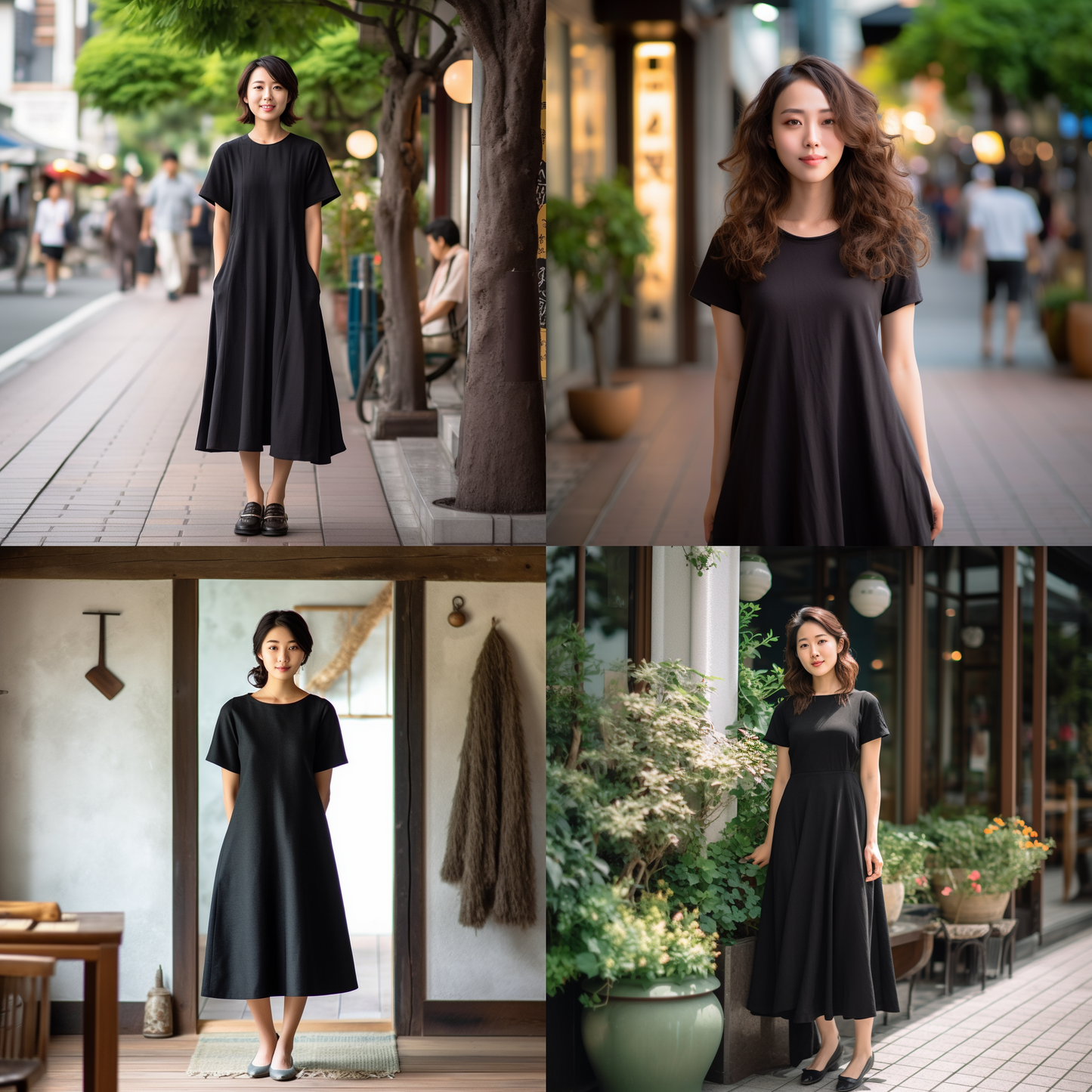 Hemp Linen Black Side Tuck Dress French Sleeve Maxi Length AP10 