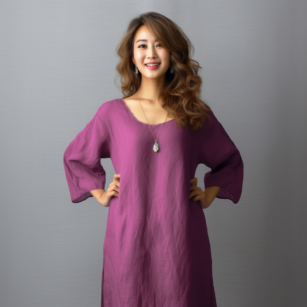 PSNY Hemp Basic Linen Backtuck Dress Purple Belgian Linen AP18 