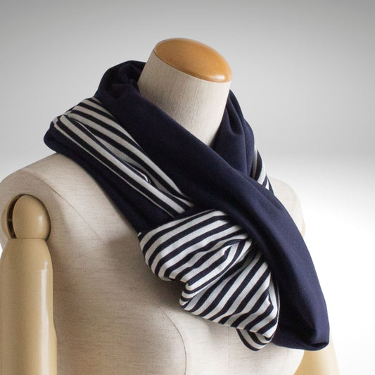 PSNY Sweat Bicolor Snood Black Stripe &amp; Dark Blue SD03