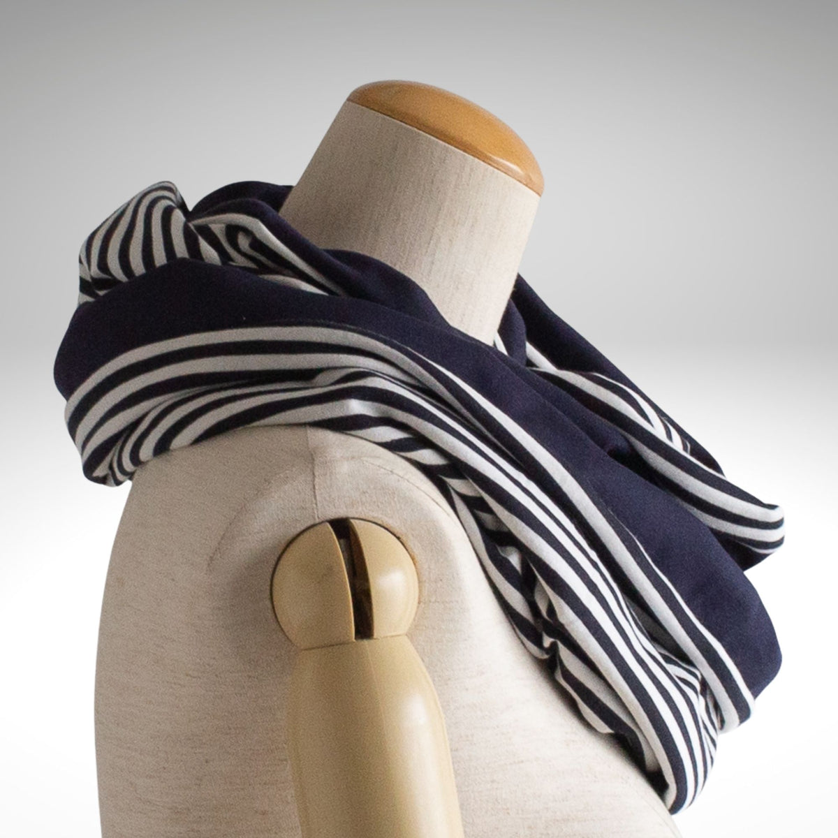 Black Stripe & Dark Blue Two-Tone Sweatshirt Snood