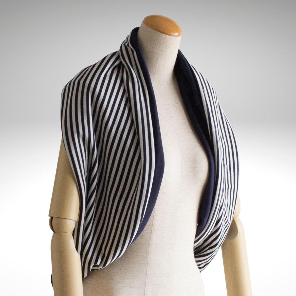 Black Stripe & Dark Blue Two-Tone Sweatshirt Snood