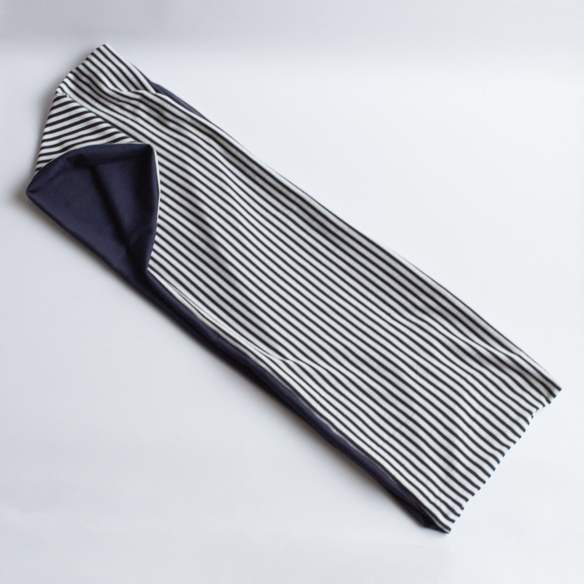 Black Stripe & Dark Blue Two-Tone Sweatshirt Snood