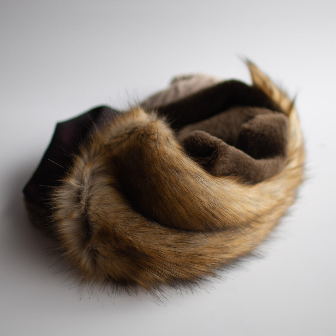 Brown Faux Fur Four-Colour Reversible Snood