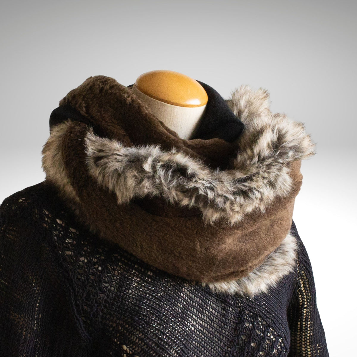 Greige Faux Fur & Cashmere Three-Colour Snood