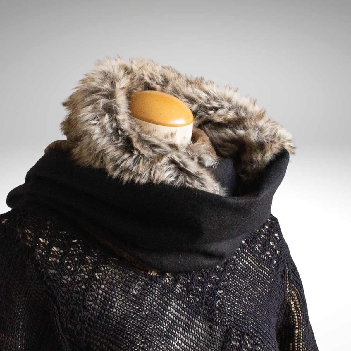 Greige Faux Fur & Cashmere Three-Colour Snood