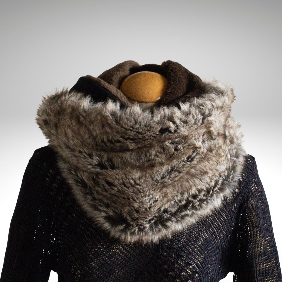 Greige Faux Fur & Cashmere Three-Colour Snood
