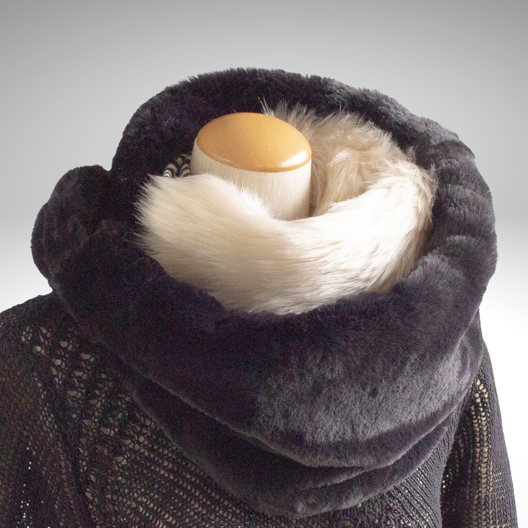 White & Black Faux Fur Four-Colour Reversible Snood