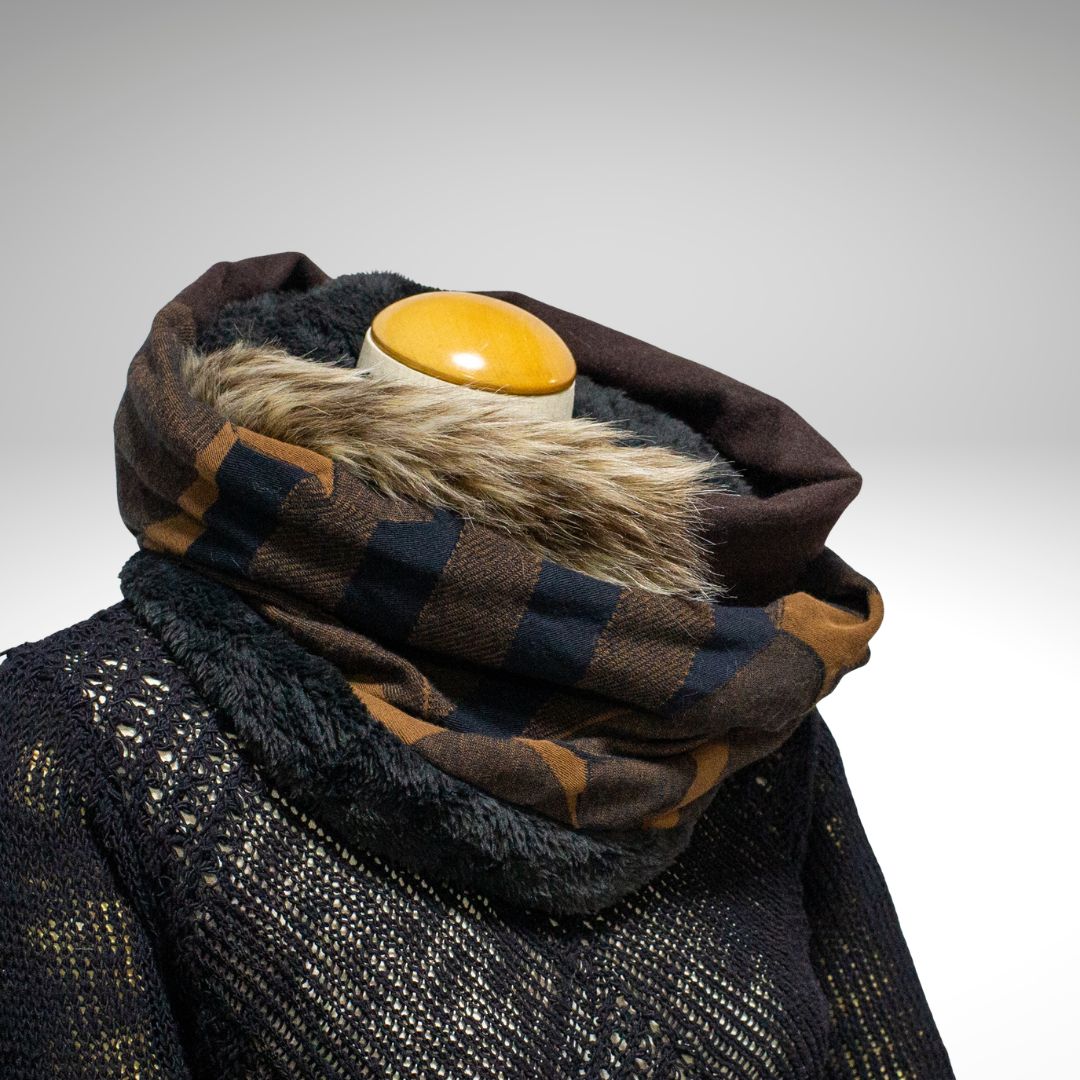 Animal-Print Faux Fur & Cashmere Four-Colour Reversible Snood